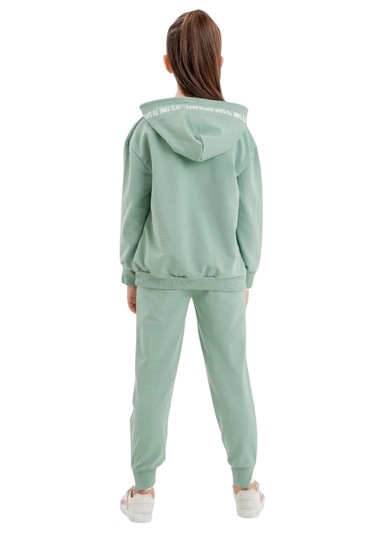Kız Çocuk What Yazılı Kapüşonlu Mint Yeşili Eşofman Takımı Mint Yeşili