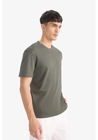 Defacto Regular Fit Bisiklet Yaka Kısa Kollu Tişört E7961ax25aukh444 Haki