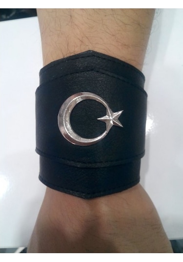 Hakiki Dana Derisi Ay Yıldız Bileklik Beyaz