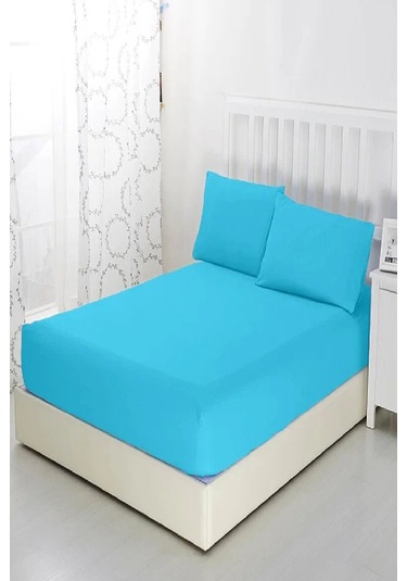 Mycey Çift Kişilik Lastikli Pamuk Penye Çarşaf Takımı 200x200+30 Cm Turkuaz