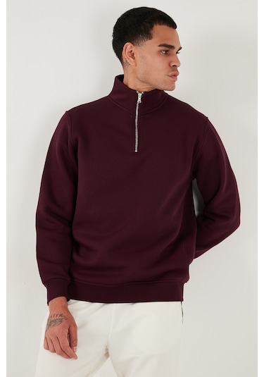 Buratti Pamuklu Regular Fit Dik Yaka 2'Li Paket Erkek Sweat 59052592S2 Vişne-Vişne