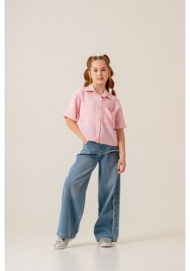 Kız Çocuk Duble Kol Gömlek 3169 Pembe