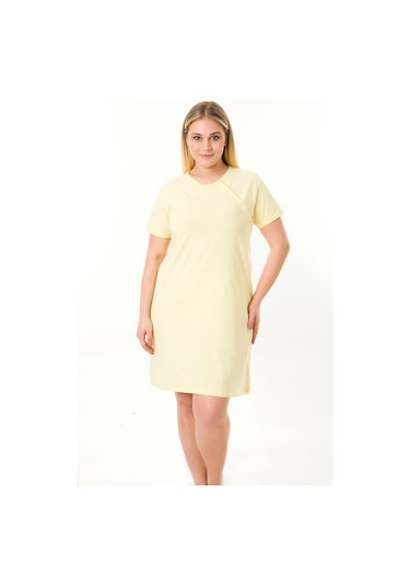 Parlingerie Hamile Emzirme Geceliği Kısa Kollu Sarı