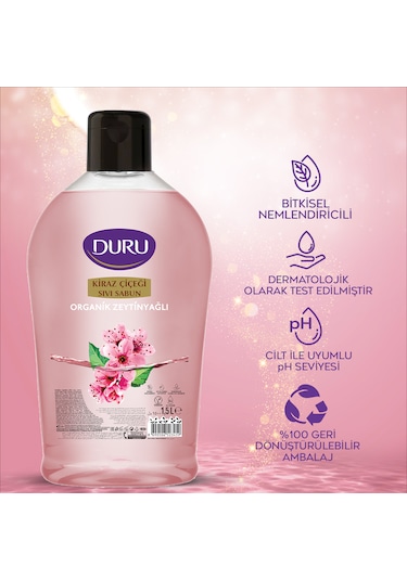 Duru Organik Zeytinyağlı Kiraz Çiçeği Sıvı Sabun 2 x 1500 ML + 500 ML