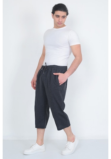 Lukitus Battal Büyük Beden Kapri Erkek Eşofman Altı Gri
