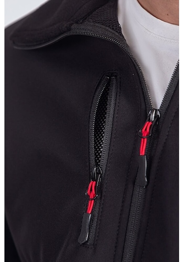 Softshell Erkek Garnili Polar Siyah