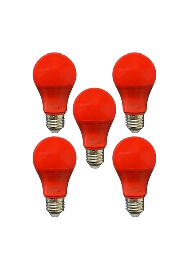 5 Adet Osaka 10w Kırmızı Işık E27 Duylu Kalın Duy Led Ampul