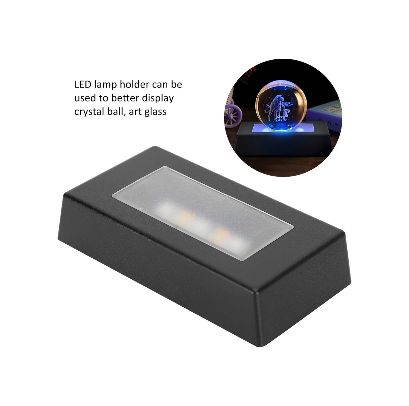 Wezone Usb Ve Pil İle Çalışan 7 Renkli Led Aydınlatmalı Siyah Kristal Top Gösterme Tabanı - Dekoratif Seramik Masaüstü Süs Diğer