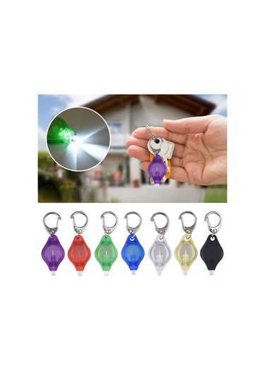 Lemestar 10'lu Mor Kasa Anahtar Zinciri Feneri, Beyaz Led Işık, Basma/kaydırma Anahtarı, Cr2032 Pil Dahil, 5mm Led, 60x22x8mm Boyut Siyah