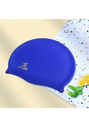Mavi Ekstra Büyük Yüzme Bonesi Yüzme Şapkası Kaymaz Tasarım Yüksek Elastik Su Geçirmez Saç Koruma Yüzmek Bonesi Yetişkinler İçin Mavi