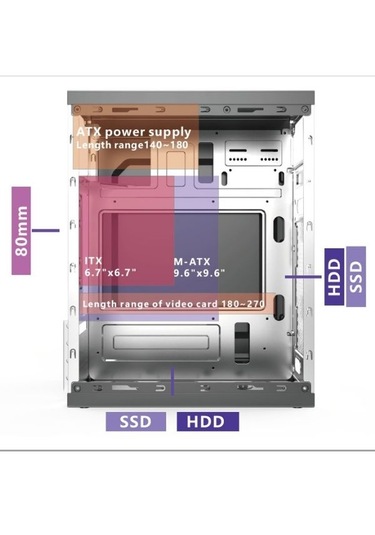 Redrock M317 BB Matx Case Peak 300 W Bilgisayar Kasası