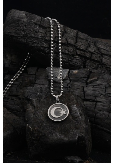 Ottoman Ay Yıldız Simgeli Çelik Zincir Kolye Cklayyıldız-Gms