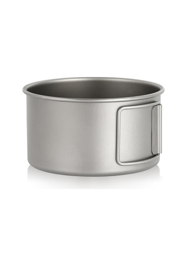 Pazly Lixada Titanyum Kase, Katlanabilir Kulplu, Kamp & Dağ Yürüyüşü Yemek Kabı Metalik METALİK