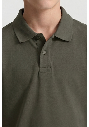 Tommy Life Haki Polo Yaka Standart Fit Basic Unisex T-shirt - 11330
