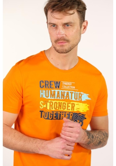 Arma Erkek Büyük Beden Bisiklet Yaka Tişört Y22374868101 Turuncu