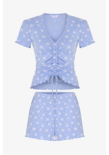 Penti Mavi Coralie Pointel Pamuklu Şortlu Pijama Takımı