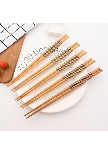 Green Circle 5 Pairs El Yapımı Doğal Bambu Ahşap Çubuklarını Sağlıklı Çin Karbonizasyon Çubuklarını Yeniden Kullanılabilir Suşi Gıda Sopa Sofra Seti Diğer