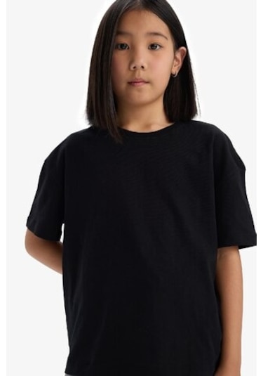 DeFacto Kız Çocuk Relax Fit Bisiklet Yaka Basic Düz Kısa Kollu Tişört D9099A825SMBK81 Siyah DeFacto Kız Çocuk Relax Fit Bisiklet Yaka Basic Düz Kısa Kollu Tişört D9099A825SMBK81 Siyah