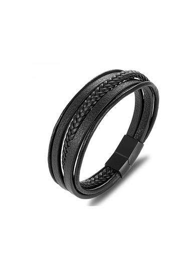 Gogoey Erkek Deri Bileklik Siyah Manyetik Toka Bileklik Db5093 Çok Renkli