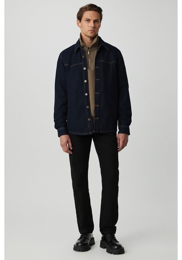 GRIMELANGE Borna Erkek Rinse Denim Rahat Geniş Kesim Ceket Görünümlü Lacivert Ceket Lacivert
