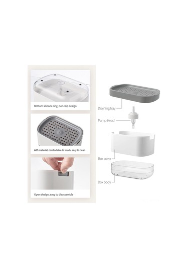 Mufunye 2'li Mutfak Sabunu Dağıtıcı + Sünger Tutucu, 300ml Kapasite, Sızıntı Engeli, Sünger Dahil Diğer