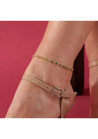 925 Ayar Gümüş Yeşil Renk Geçişli Tamtur Hal Hal Gold