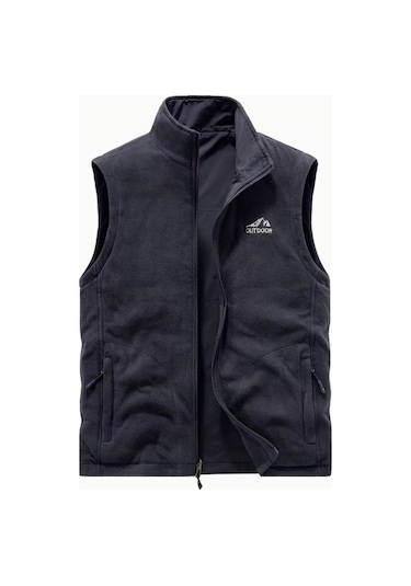 Snapbuy Kışlık Çift Taraflı, Çok Cepli, Bol Kesimli, Kalın Peluşlu Erkek Yeleği Lacivert