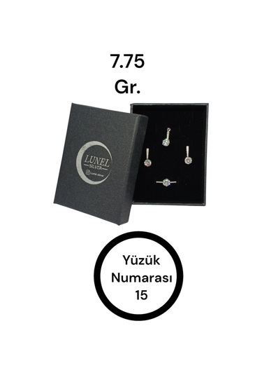 Tek Taşlı Gümüş Takı Seti 925 Ayar, Şık Ve Zarif Kadın Aksesuar Seti Gümüş