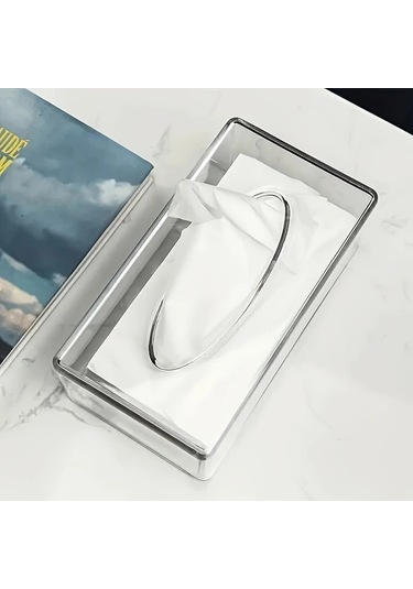 Gateesat Transparen Modern Akrilik Mendil Kutusu Kılıfı Minimalist Tasarım Banyo Oturma Odası Dekor Şeffaf