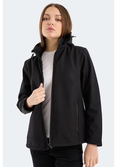 Slazenger Heat Control Kadın Çıkarılabilir Kapüşonlu Siyah Mont & Kaban Siyah