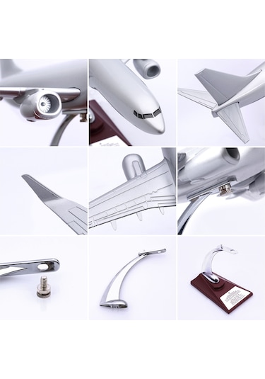 Zekupp - Maket Uçak - Boeing 737-800 1/100 - GÜMÜŞ RENK ÖZEL TASARIM Model Uçak