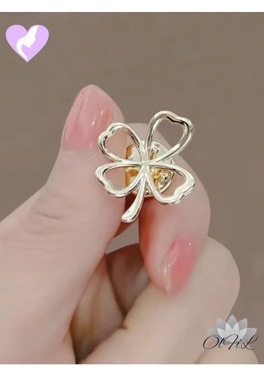 Olfil Broş-mini Yonca Işıl Işıl Minimalist Tarz 191651060 Altın Rengi