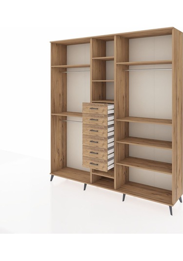 Hyperion Dolap 10 Raflı 6 Çekmeceli 3 Askılı 220x44x243 Çam-çam/çam Atlas Çam/atlas Çam