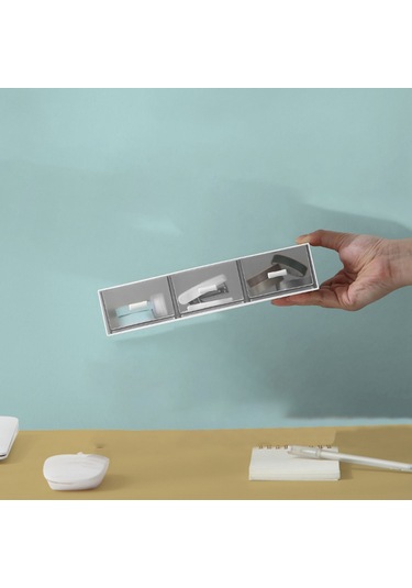 Anjiexun Çok Çerçeveli Masaüstü Çekmece Saklama Kutusu Kozmetik Kırtasiye Rafı Beyaz