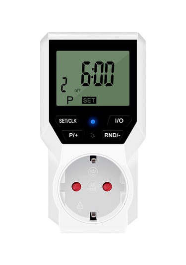 Yuntech01 Akıllı Zamanlayıcı Prizi 16a/3680w - 10 Grup Zaman Ayarı, Dijital Ekran, Enerji Tasarrufu, Avrupa Standartı, Dahili Li-pil