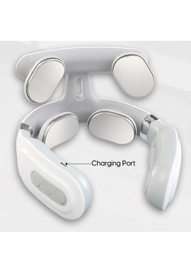 Tongxida Dört Kafalı Servikal Masaj Aleti, Beyaz, Usb Şarj Edilebilir, İyi Sağlık İçin Kullanılır Beyaz