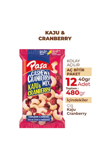 Paşa Kuruyemiş Çiğ Kaju & Turna Yemişi 12 x 40 G