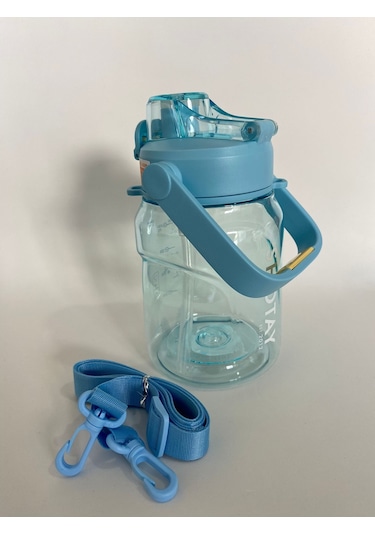 Shotay St-7313 Pipetli Askılı Tritan Matara 1000 Ml Mavi