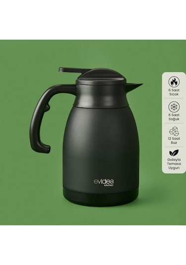 Evidea Kitchen Çay Termosu - Siyah - 1,5 Lt Siyah