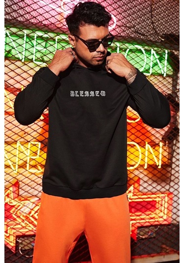 Blesseb Baskılı Sweatshirt Siyah