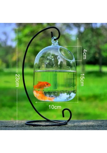 Gajeena El Yapımı Cam Akvaryum - Transparent Borosilikat Cam, Beyaz Askı Tutucu İle Ev Dekorasyonu