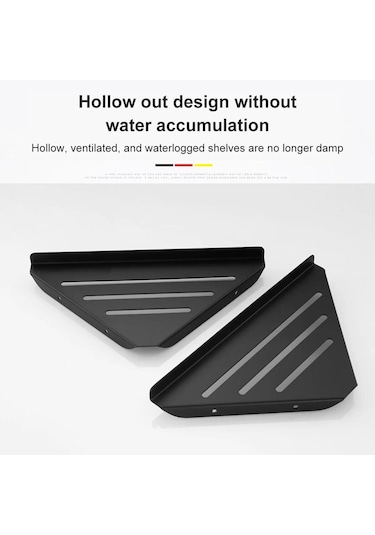 Siyah Banyo Rafı Köşe Duş Rafı Sondaj Yok 304 Paslanmaz Çelik Köşe Organizatör Depolama Ağır Hizmet Tipi Içi Boş Şampuan Rafı Siyah