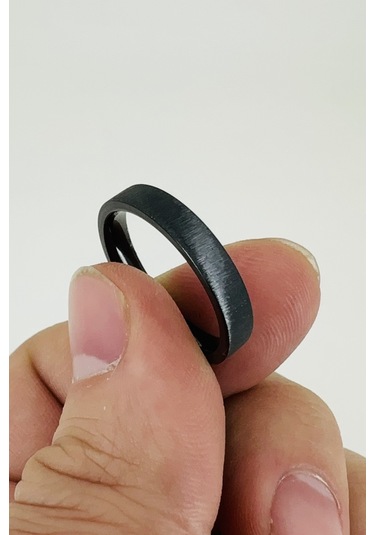 4mm Mat Fırçalanmış Düz Kadın Erkek Çelik Yüzük Alyans Cl45 Siyah