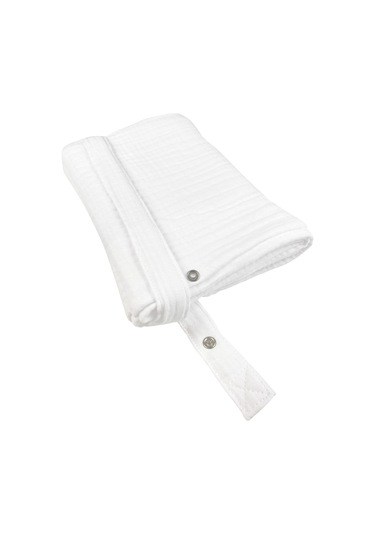 4 Katlı Müslin Bebek Emzirme Önlüğü Iç Göstermez Pamuk Beyaz