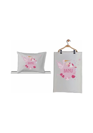 Pia Baby Gl 2005 İsme Özel Leylekli Beşli Tulum Set Krem