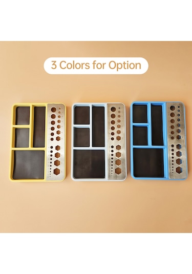 Geeroyoo Model Parçaları İçin Manyetik Tabanlı Çok Amaçlı Tamir Tepsisi - Yuvarlak Ve Altıgen Delikli