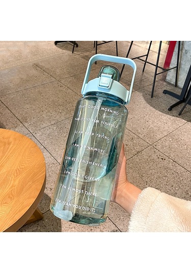 Gybl4503 2000ml Samanlı Büyük Kapasiteli Açık Hava Sporları Su Şişesi, Özellik: Yeşil+çıkartmalar Diğer