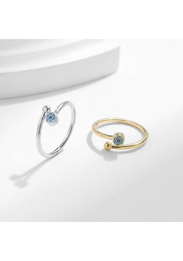 Altın Modıan Gerçek 925 Ayar Gümüş Açık Boyutu 6-9 Turkuaz Trendy Gözler Ayarlanabilir Yüzük Kadınlar Için Gril İstiflenebilir Güzel Takı Hediyeler