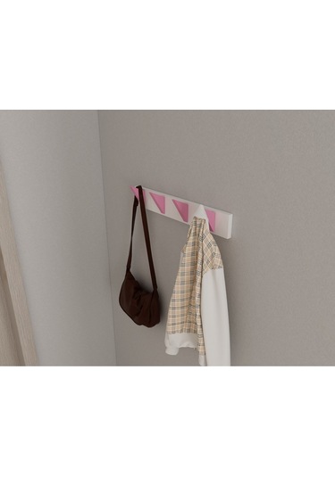 Hepsi3boyutlu Modern Duvar & Kapı Kanca Askılık - 4 Adet Pembe Kanca Askılık - Model No : 5 Pembe