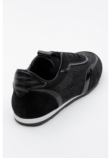 Bonia Siyah Süet Siyah Taşlı Hakiki Deri Kadın Spor Ayakkabı Siyah-süet Siyah